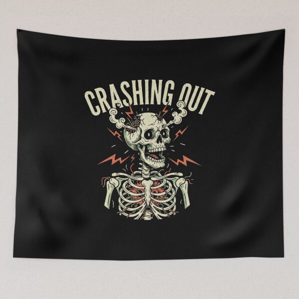 Item preview, Crashing Out – Skeleton Dark Humor designed and sold by TinyJoy Studio.
