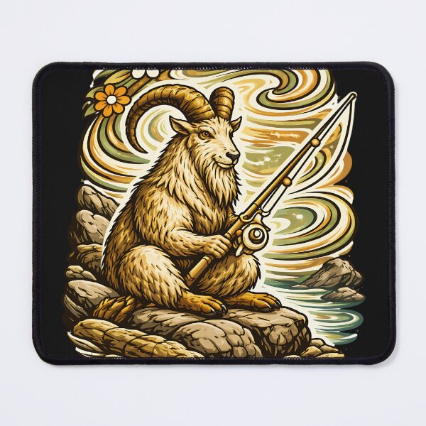 Item preview, Mountain Goat Fishing Retro Swirl designed and sold by EimSol.
