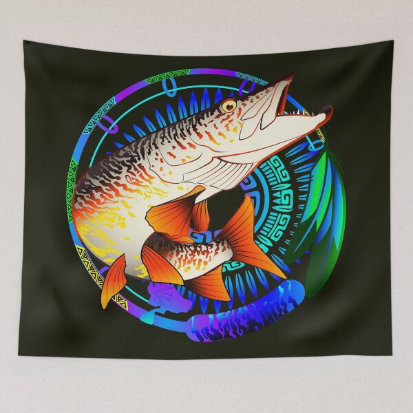 Artikelvorschau, Neonfarbenes Tribal-Design für Hechte / Muskies entworfen und verkauft von Color4Nature.