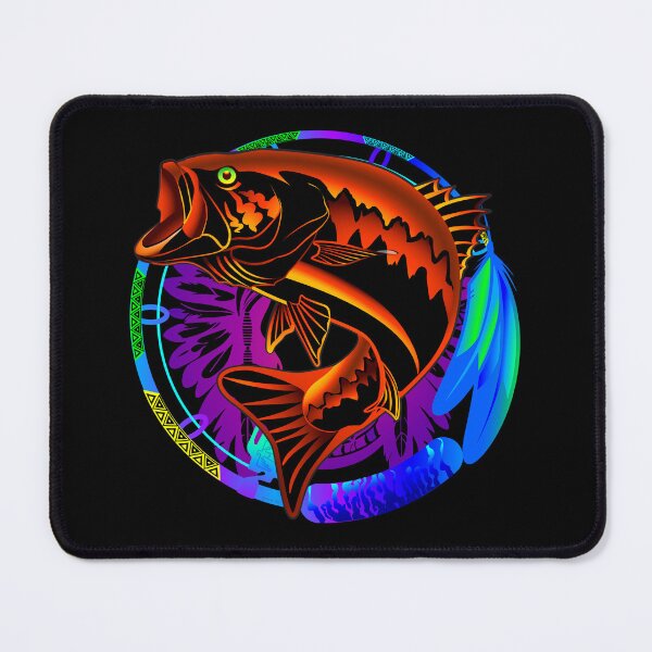 Item preview, Tribal Bass Fishing Art – Bold Neon Freshwater Angler Design designed and sold by Color4Nature.