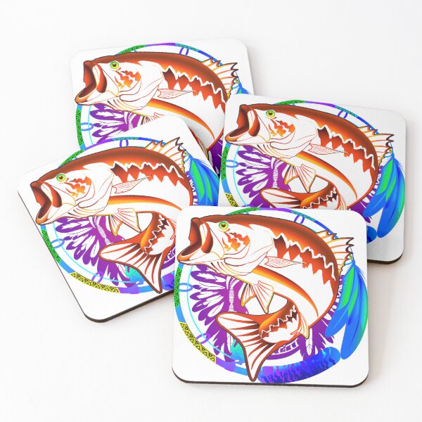 Item preview, Tribal Bass Fishing Art – Bold Neon Freshwater Angler Design designed and sold by Color4Nature.