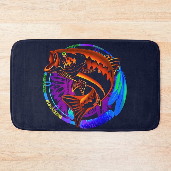 Artikelvorschau, Tribal Bass Fishing Art – Auffälliges Neon-Design für Süßwasserangler entworfen und verkauft von Color4Nature.