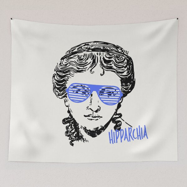 Item preview, Hipparchia the Cynic - Ancient Greek Woman Philosopher with Blue Shutter Shades designed and sold by PHILOSOPHY-SWAG.
