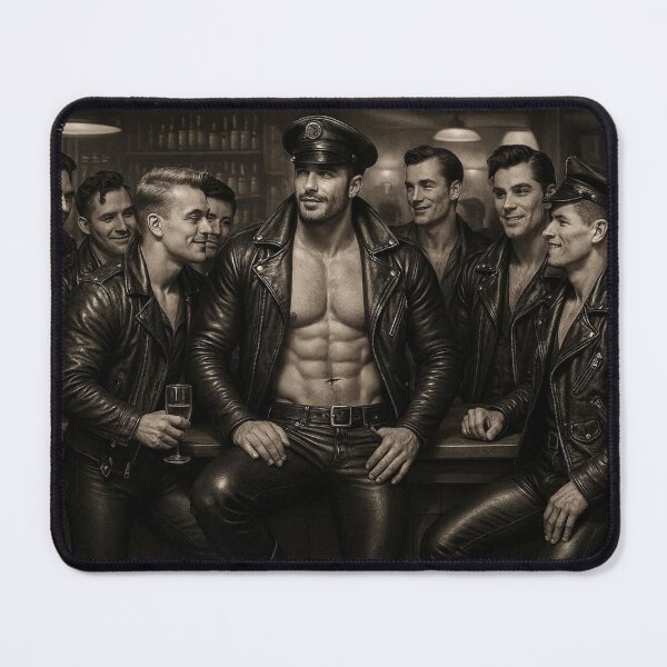 Item preview, Vintage Gay Leather Daddy Boy's Night Hyperrealism Gay Pride Graphic Design designed and sold by ItsAKinkThing.