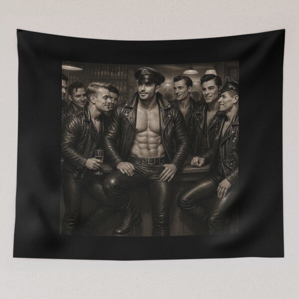 Item preview, Vintage Gay Leather Daddy Boy's Night Hyperrealism Gay Pride Graphic Design designed and sold by ItsAKinkThing.
