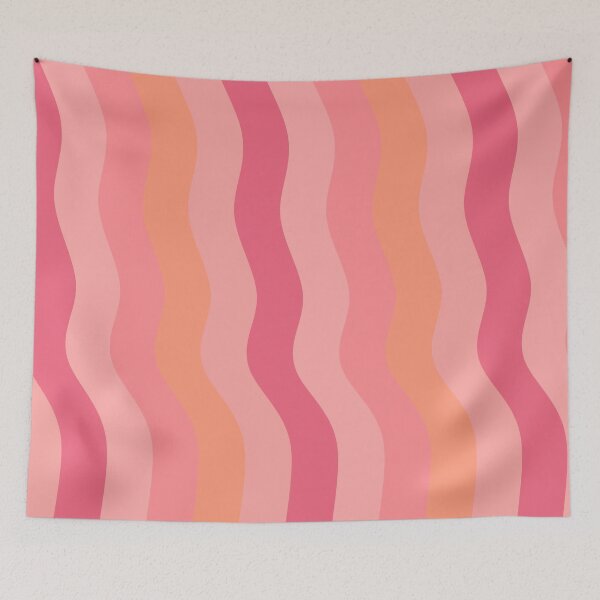 Item preview, Groovy Vertical Waves – Retro Pink Peach and Coral Sunset Pattern designed and sold by Aesthetic Crew.