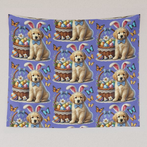 Item preview, Cute Easter Bunny Puppy with Basket – Adorable Spring Dog Art for Easter Gifts designed and sold by Dominik1994.
