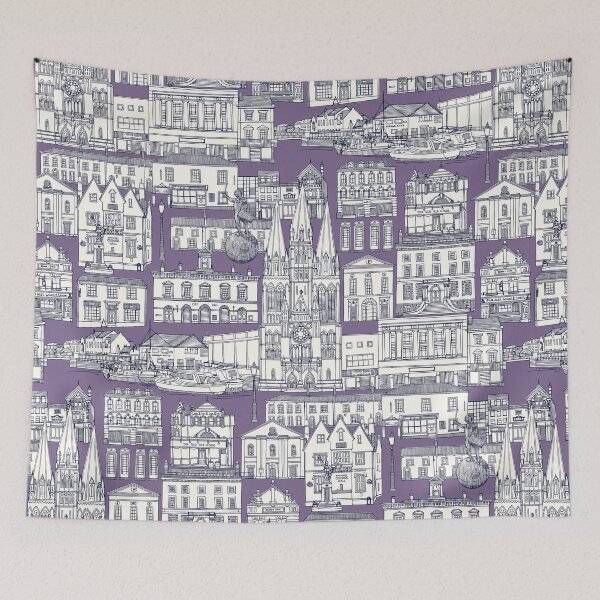 Item preview, Truro toile navy blue violet designed and sold by scrummy.