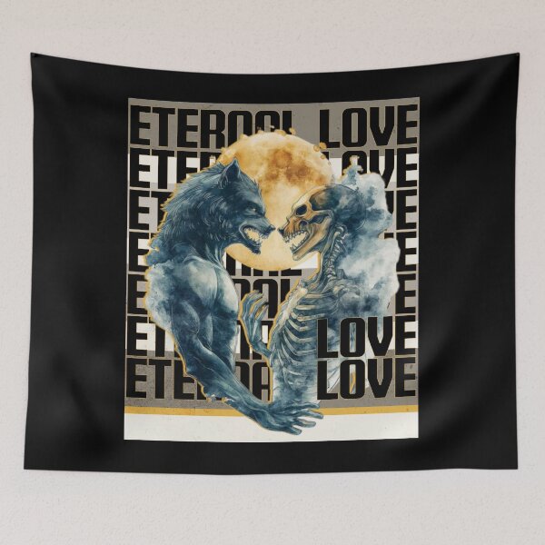 Item preview, Eternal Love Gothic – Werewolf vs Skeleton Moon Dark Fantasy Graphic designed and sold by justyna-s28.