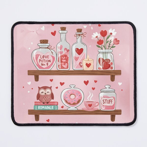 Item preview, Whimsical Love Potions and Romantic Trinkets Shelf Illustration designed and sold by naughty-raccoon.