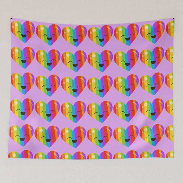 Aperçu de l'œuvre Coussins décoratifs à motif cœur arc-en-ciel sans couture créée et vendue par FestivityFinds.