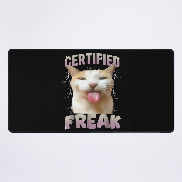 Item preview, Funny Certified Freak Cat With Tongue Out Sarcastic Pet Meme Graphic designed and sold by RenettaFunky.