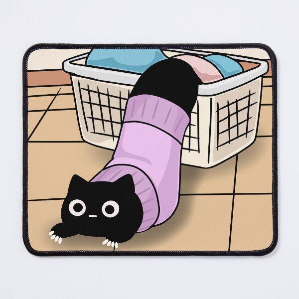 Item preview, Black Cat Stuck in Laundry Basket designed and sold by ThingsCatsDo.