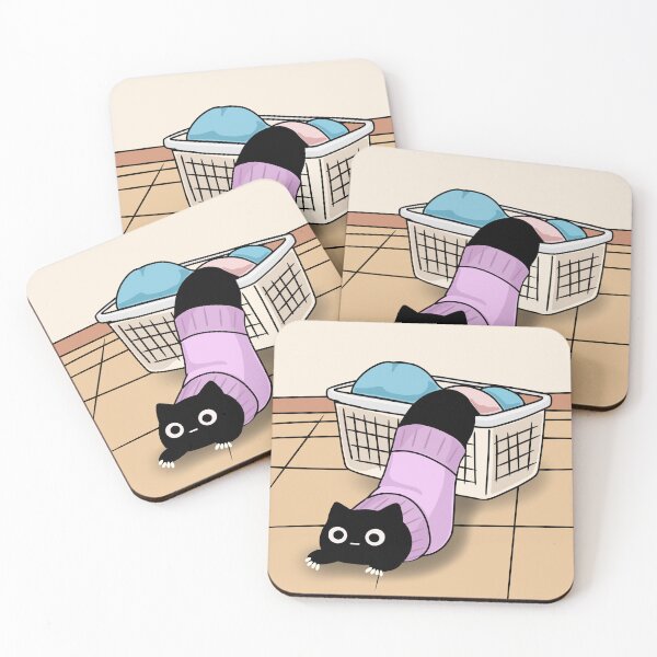 Item preview, Black Cat Stuck in Laundry Basket designed and sold by ThingsCatsDo.