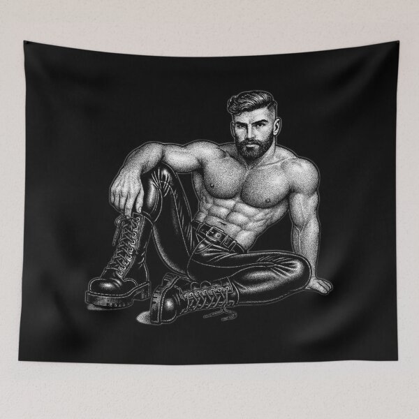 Item preview, Gay Leather Berlin Pride Tatoo Splash Tom of Finland Tribute Gay Leather Pride Graphic Design designed and sold by ItsAKinkThing.
