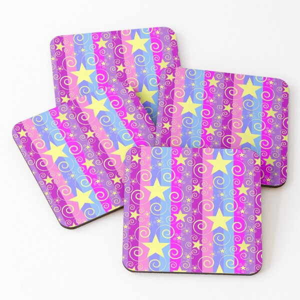 Item preview, Gold Stars with Swirls Stripes Halfdrop Magenta Pink Purple Blue designed and sold by Art in My Loft.