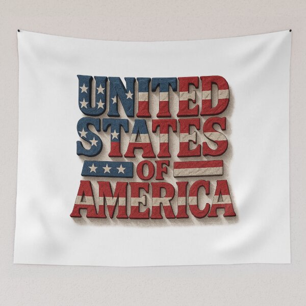 Item preview, United States of America Flag Typography - Patriotic Fabric-Textured Design designed and sold by MKreative Studio.