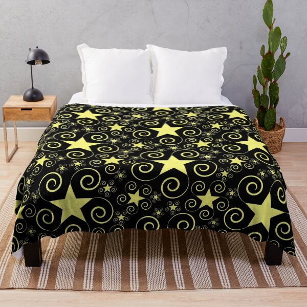 Item preview, Gold Stars with Swirls Halfdrop Black designed and sold by Art in My Loft.