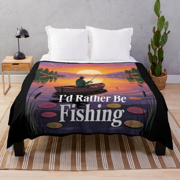 Item preview, I’d Rather Be Fishing Vintage Sunset Serene Lake Fisherman Design designed and sold by al21ex.