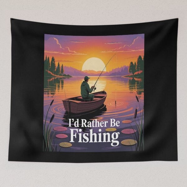 Item preview, I’d Rather Be Fishing Vintage Sunset Serene Lake Fisherman Design designed and sold by al21ex.