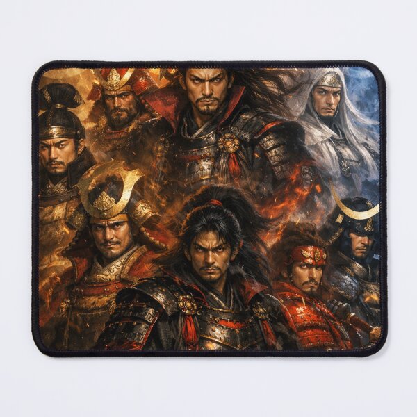 Item preview, Seven Warlords of the Sengoku Flame — Legendary Samurai Portrait designed and sold by Mori-no-Akari.