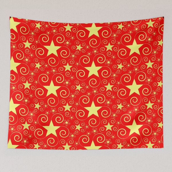 Item preview, Estrellas doradas con remolinos Halfdrop Red designed and sold by Art in My Loft.
