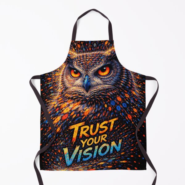 Item preview, Trust Your Vision – Neon Owl Cyberpunk Art with Inspirational Quote designed and sold by kastabembe.