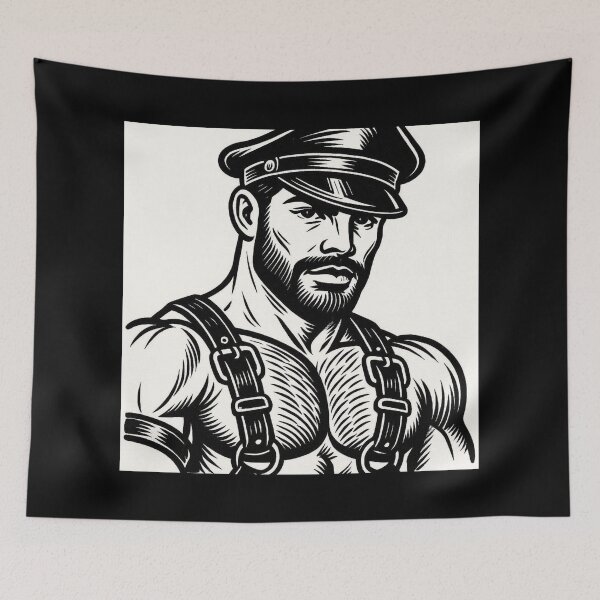 Item preview, Gay Leather Daddy Pride Tatoo Splash Tom of Finland Tribute Gay Leather Pride Graphic Design designed and sold by ItsAKinkThing.