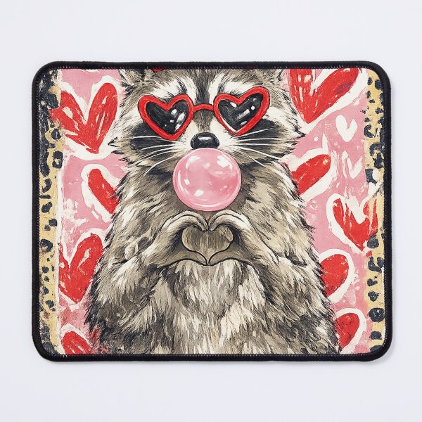 Item preview, Vintage Leopard Funny Valentine Raccoon Lover Heart XOXO designed and sold by Starry Night Creative Art.