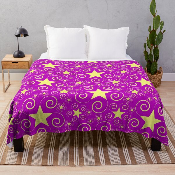 Item preview, Gold Stars with Swirls Halfdrop Magenta designed and sold by Art in My Loft.