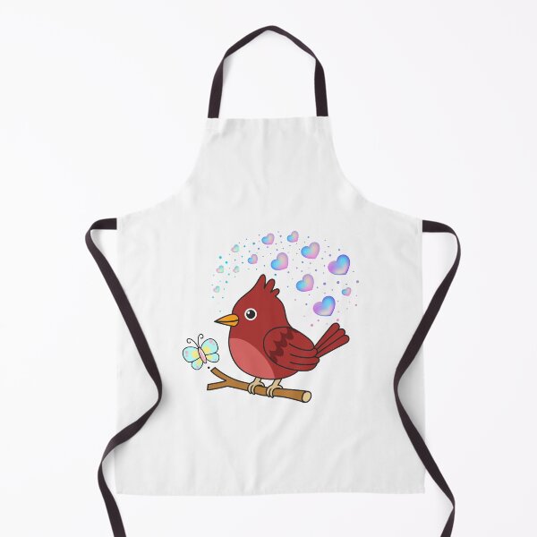 Item preview, Cardinal Friend - Cute Red Bird with Hearts and Butterfly designed and sold by Love3Happy.