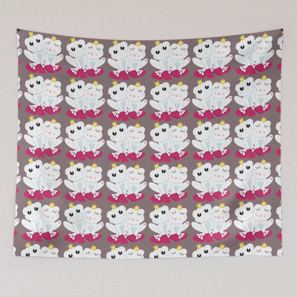 Item preview, Cute Frog Couple Crown Heart Pattern Cozy Throw Blanket designed and sold by FestivityFinds.