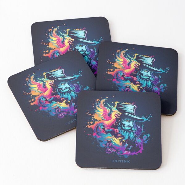 Item preview, FusiTink Wizard & Phoenix – Neon Street Art Fantasy Logo (Dark Background) designed and sold by FusiTink.