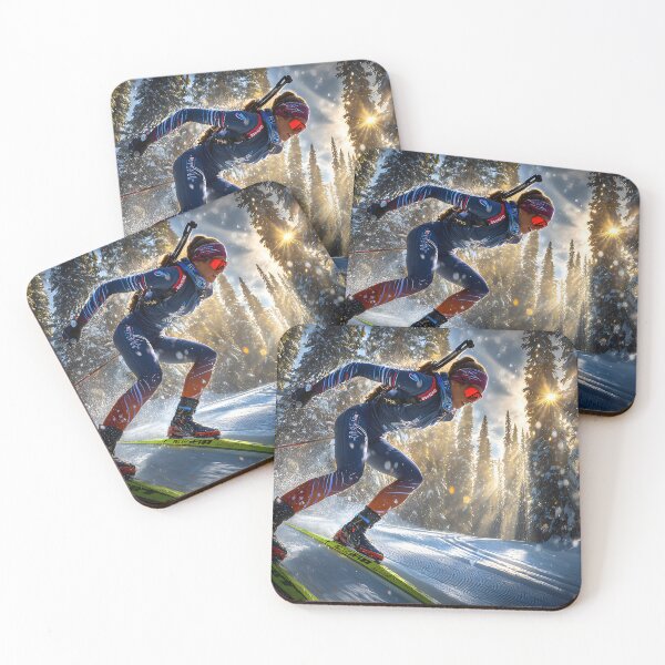 Item preview, Dynamic Skier in Snowy Forest Setting on Skis designed and sold by Artessie.