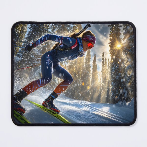 Item preview, Dynamic Skier in Snowy Forest Setting on Skis designed and sold by Artessie.