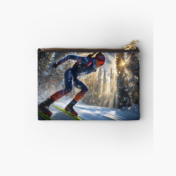 Item preview, Dynamic Skier in Snowy Forest Setting on Skis designed and sold by Artessie.