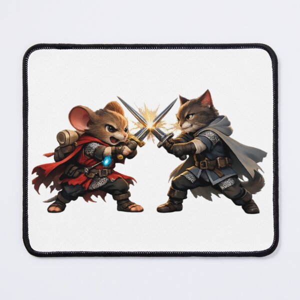 Item preview, Fantasy Zippy Mouse vs Cat Sword Duel Graphic Tee designed and sold by Zippy Creation.