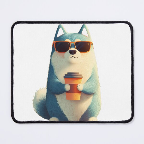 Item preview, Cool Husky with Coffee and Shades designed and sold by Beachy Beasts.
