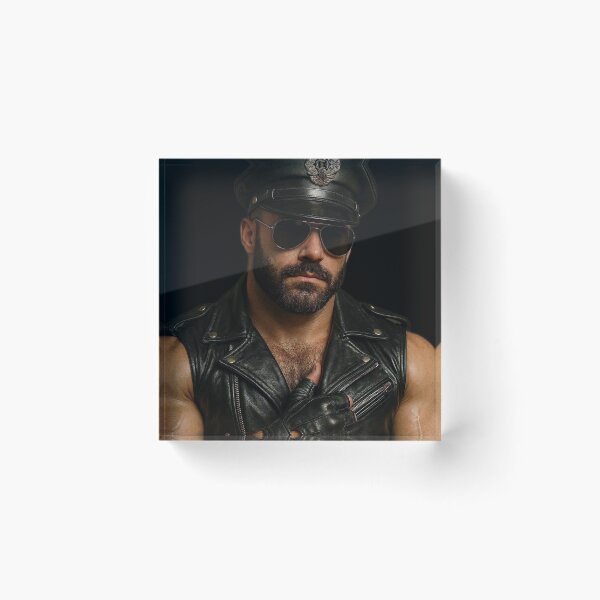 Item preview, Vintage Gay Leather Daddy Biker Hyperrealism Gay Pride Graphic Design designed and sold by ItsAKinkThing.