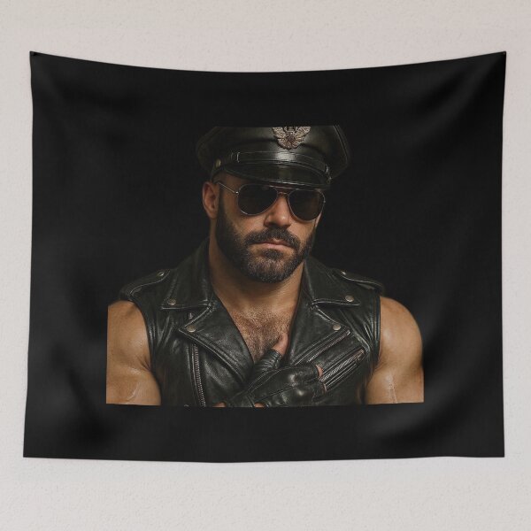 Item preview, Vintage Gay Leather Daddy Biker Hyperrealism Gay Pride Graphic Design designed and sold by ItsAKinkThing.