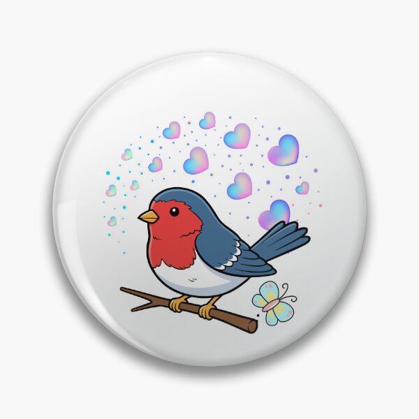 Item preview, Whimsical Songbird - Cute Bird with Iridescent Hearts and Butterfly designed and sold by Love3Happy.