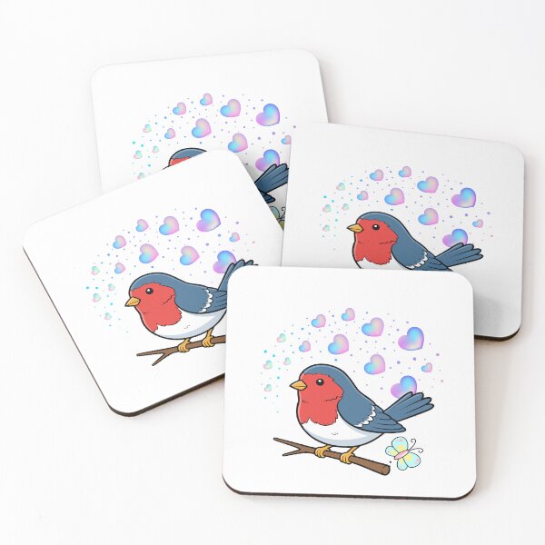 Item preview, Whimsical Songbird - Cute Bird with Iridescent Hearts and Butterfly designed and sold by Love3Happy.