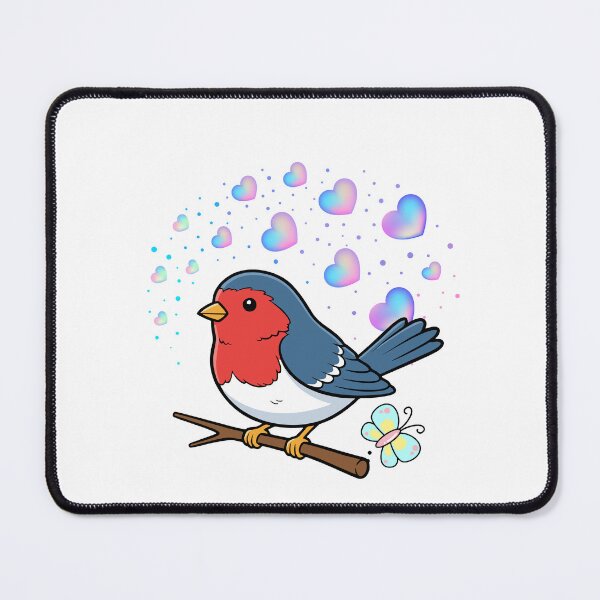 Item preview, Whimsical Songbird - Cute Bird with Iridescent Hearts and Butterfly designed and sold by Love3Happy.