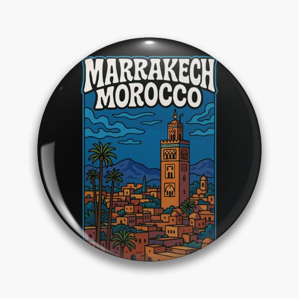 Item preview, Marrakech Morocco Retro Cityscape designed and sold by TomFrontierArt.