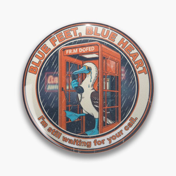 Item preview, Blue Footed Booby Blue Heart – Waiting For Your Call 90s Vintage Art designed and sold by FakeJoo.