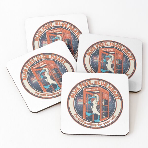 Item preview, Blue Footed Booby Blue Heart – Waiting For Your Call 90s Vintage Art designed and sold by FakeJoo.