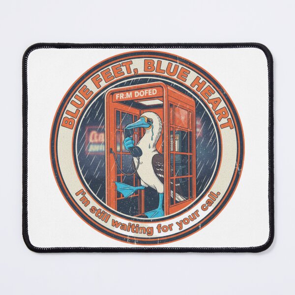 Item preview, Blue Footed Booby Blue Heart – Waiting For Your Call 90s Vintage Art designed and sold by FakeJoo.