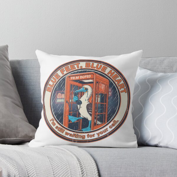 Item preview, Blue Footed Booby Blue Heart – Waiting For Your Call 90s Vintage Art designed and sold by FakeJoo.