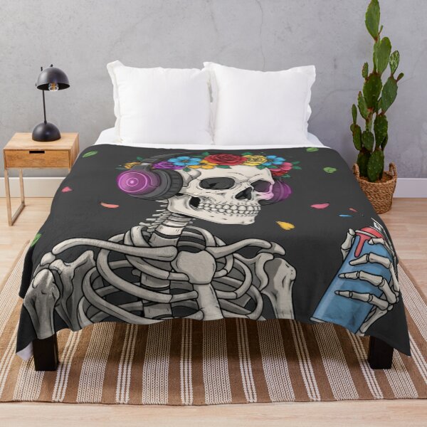 Item preview, Colorful Skull with Headphones and Spray Can – Urban Street Art Skeleton Illustration designed and sold by mitdz shop.