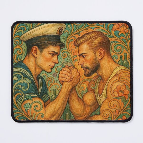 Item preview, 1940s Vintage Gay Sailors Art Nouveau Gay Pride Graphic Design designed and sold by ItsAKinkThing.